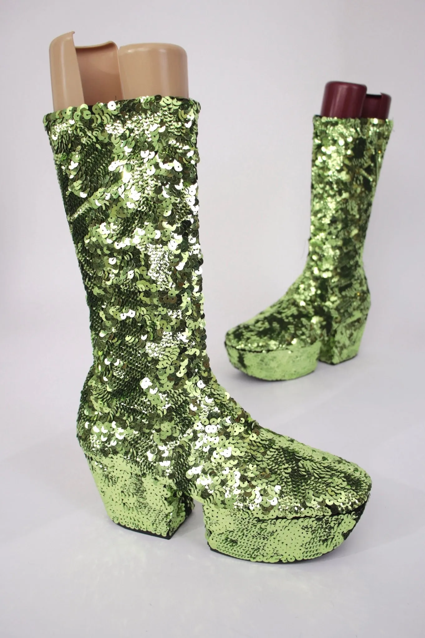 2021 Prada Runway Sequin Platform Boots