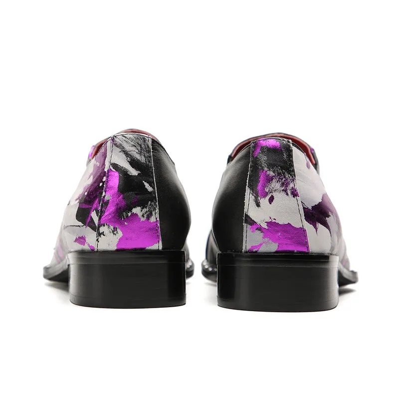 2023 Casual Beanie Shoes Men's Printed European Station Loafers Color Matching Sleeves Trendy Fashion Men's Leather Shoes Wholesale Shoes
