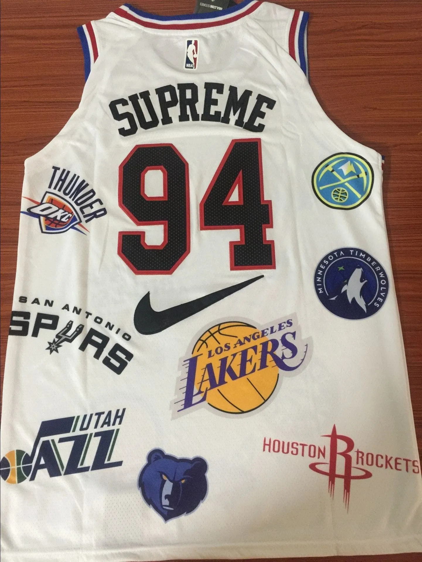 94 SUPREME X NIKE Jersey NBA Jersey IN WHITE Jersey Player