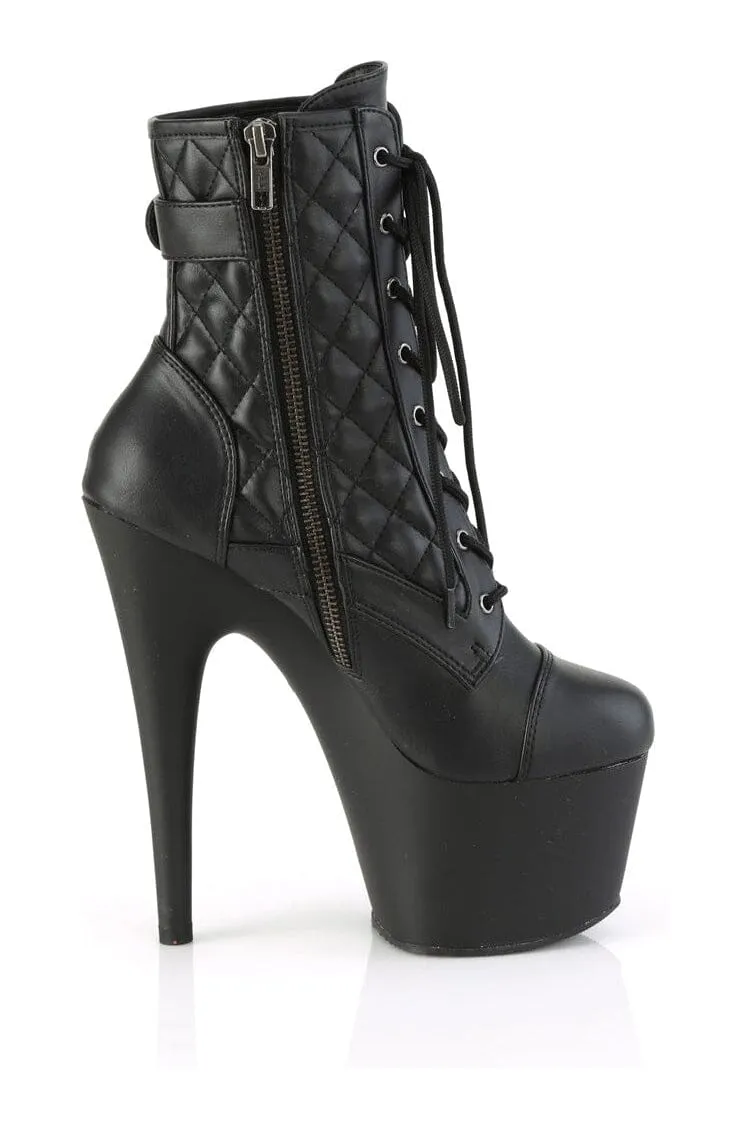 ADORE-1033 Black Faux Leather Ankle Boot