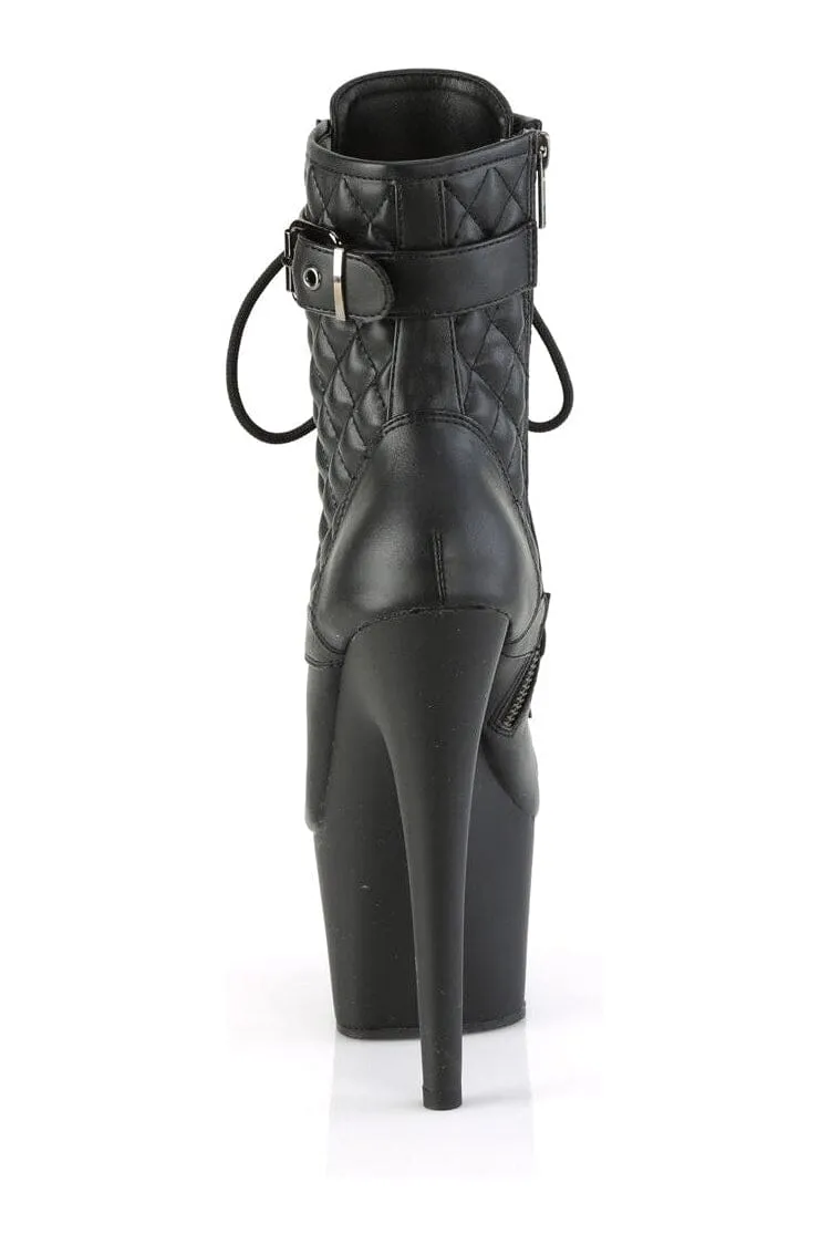 ADORE-1033 Black Faux Leather Ankle Boot