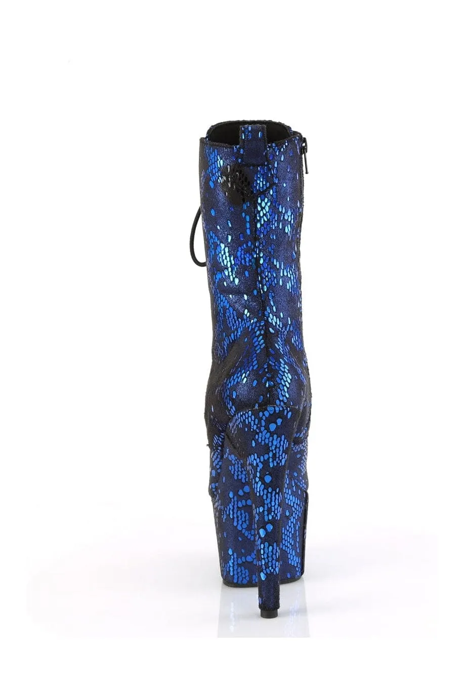 ADORE-1040SPF Blue Faux Snake Ankle Boot