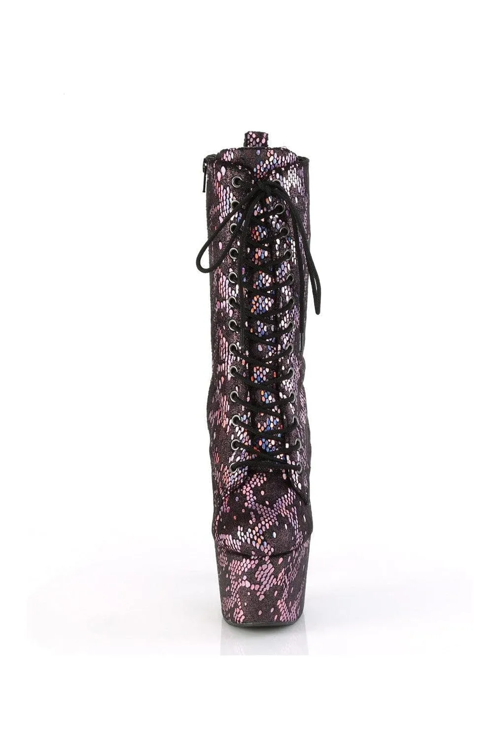 ADORE-1040SPF Pink Snake Print Ankle Boot
