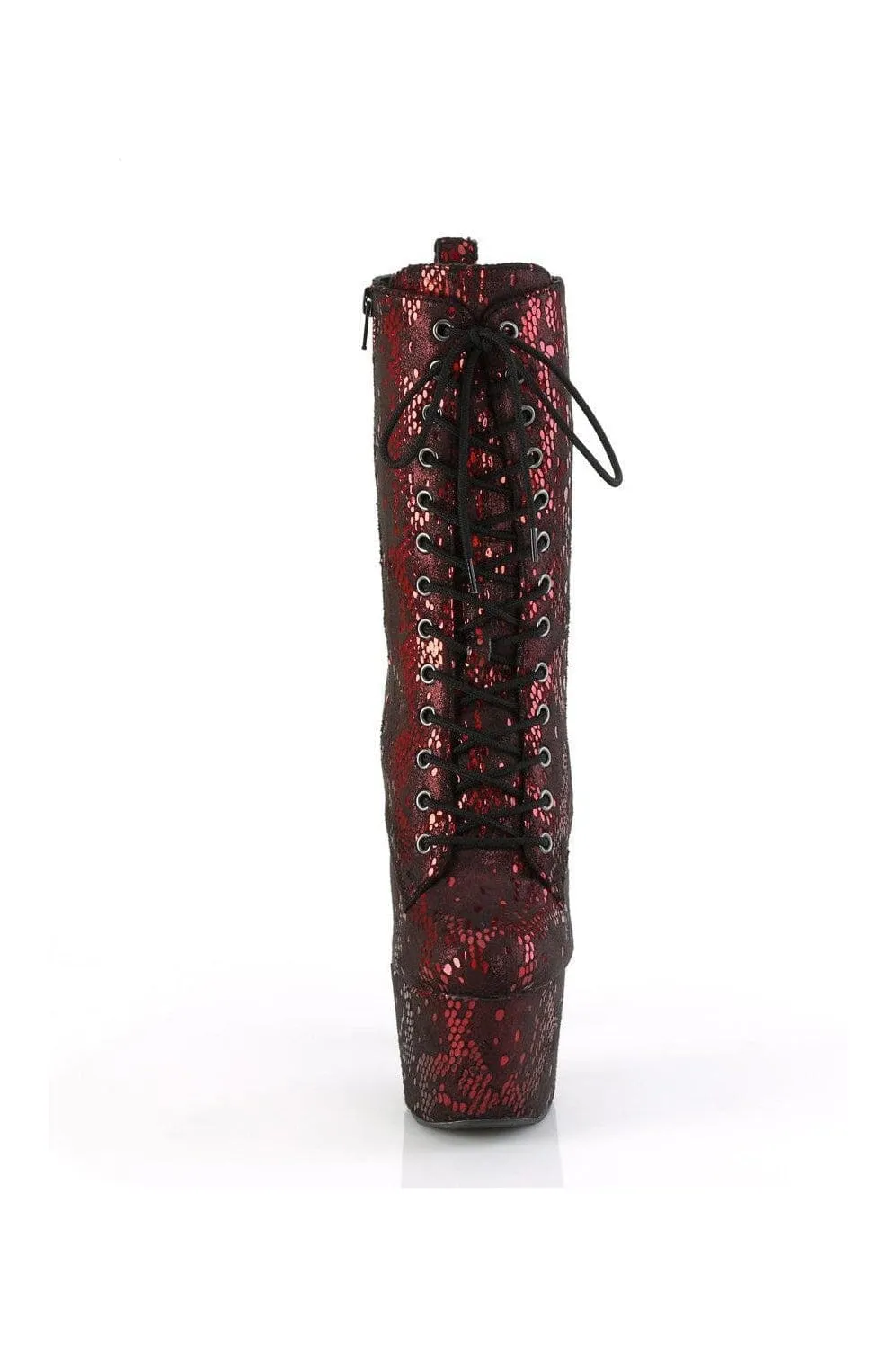 ADORE-1040SPF Red Snake Print Ankle Boot