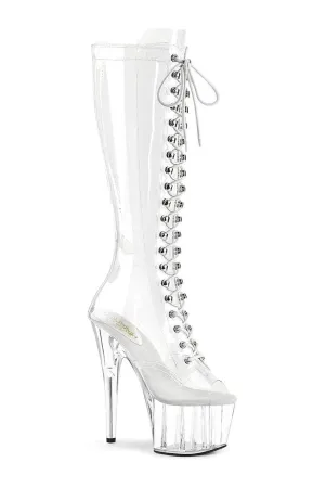ADORE-2021C Exotic Knee Boot | Clear Vinyl