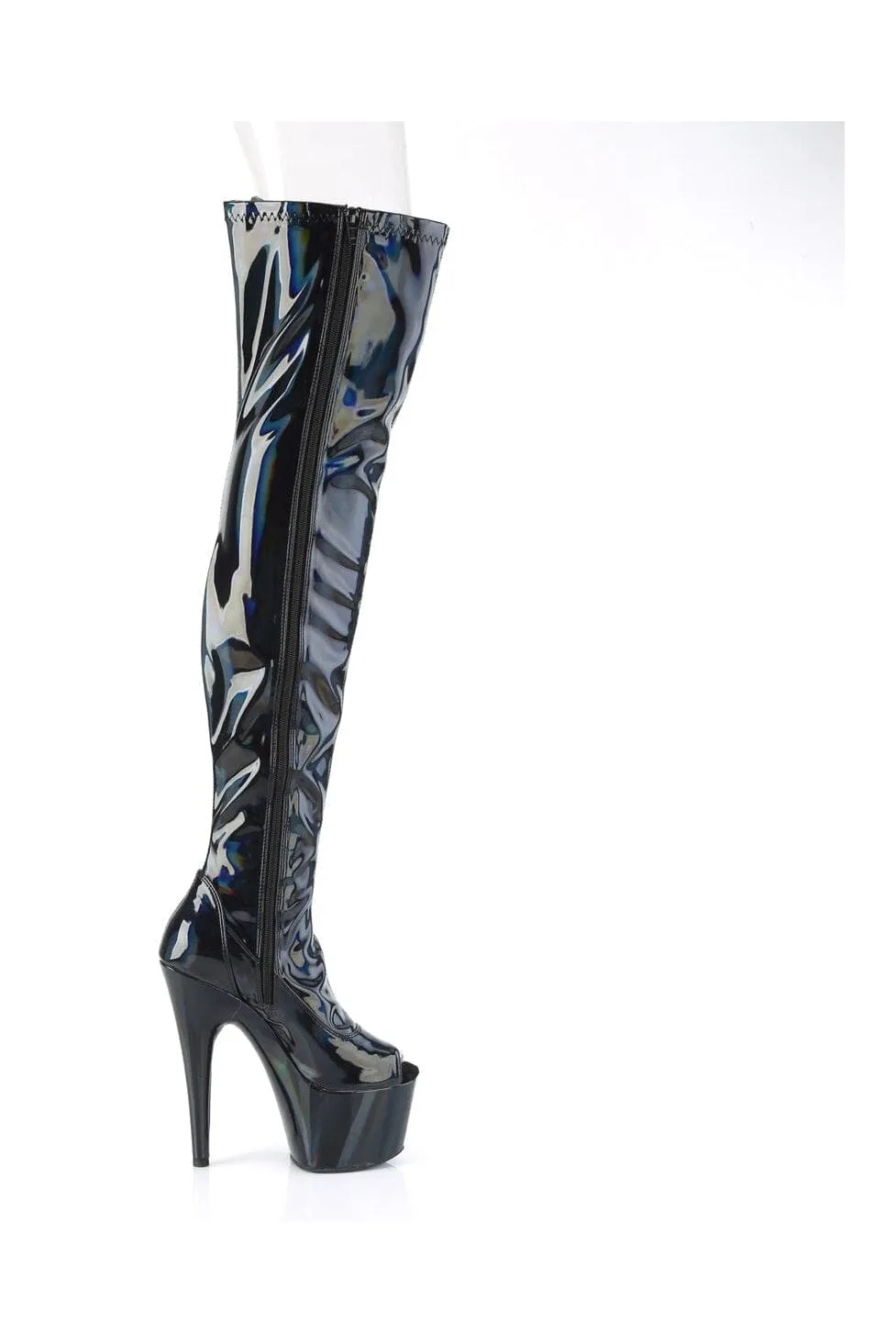 ADORE-3011HWR Black Hologram Thigh Boot