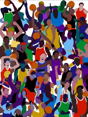 All In - Abstract Basketball Portrait Art - Limited Edition Giclee Art Print & Wall Decor - Vakseen Art