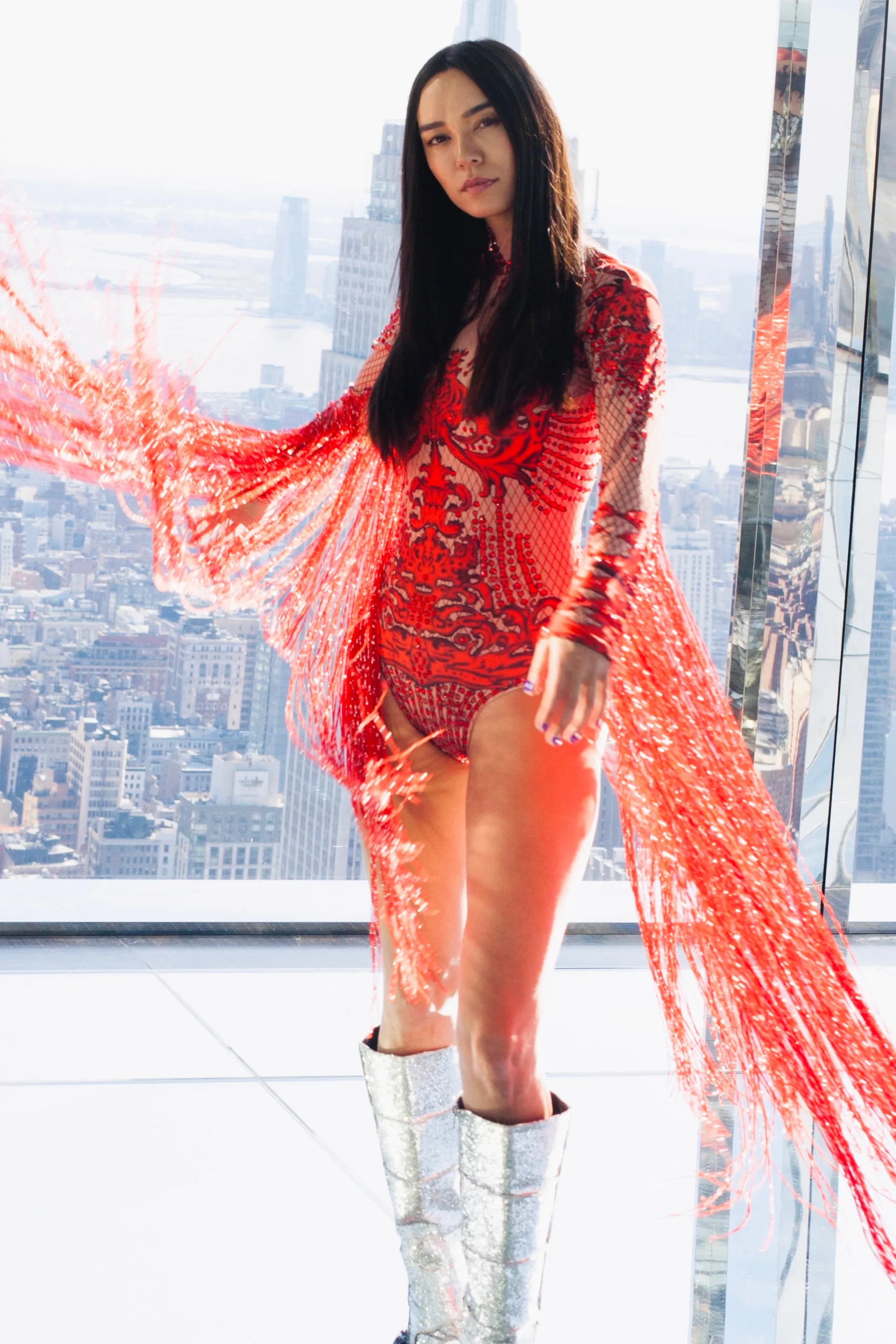 Amaterasu Red Fringed Bodysuit