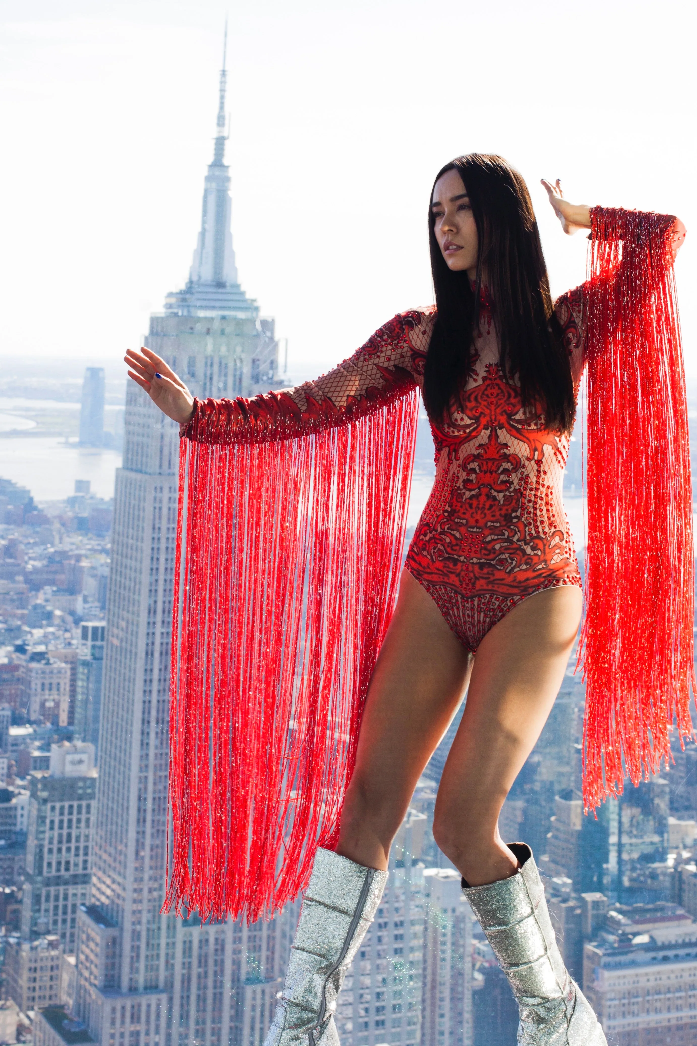 Amaterasu Red Fringed Bodysuit