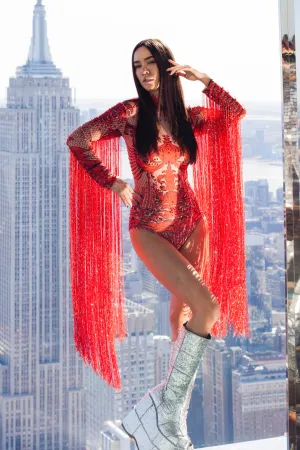 Amaterasu Red Fringed Bodysuit