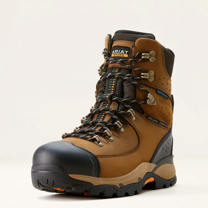Ariat Men's Endeavor 8" Carbon Toe WP Insulated Work Boot -Brown- 10053571