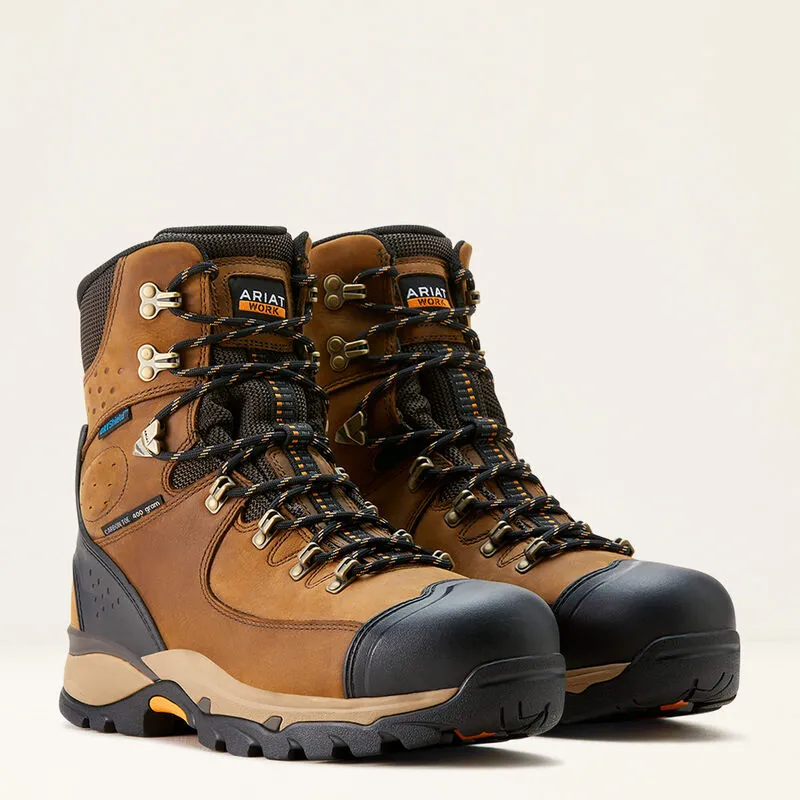 Ariat Men's Endeavor 8" Carbon Toe WP Insulated Work Boot -Brown- 10053571