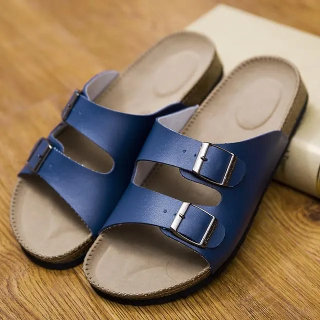 Big Size Unisex Brand Couples Cork Flipflops  Clip Toe Platform Beach Slippers