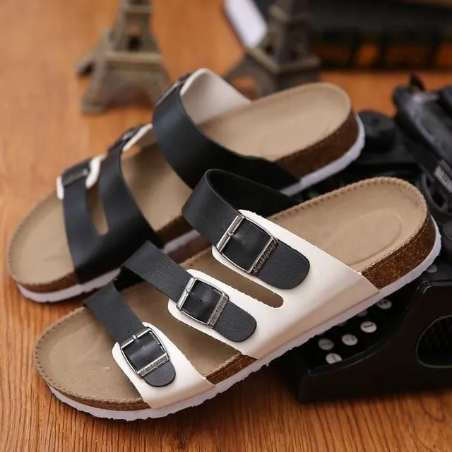 Big Size Unisex Brand Couples Cork Flipflops  Clip Toe Platform Beach Slippers