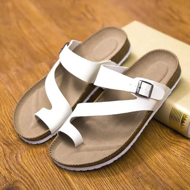 Big Size Unisex Brand Couples Cork Flipflops  Clip Toe Platform Beach Slippers