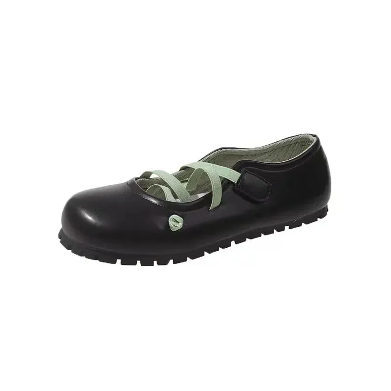 binfenxie  -  New Cow Pattern Round Toe Ballet Flats Woman Brand Design Slip-on Shallow Loafers Ladies Soft Cross Elastic Band Ballerina Shoes