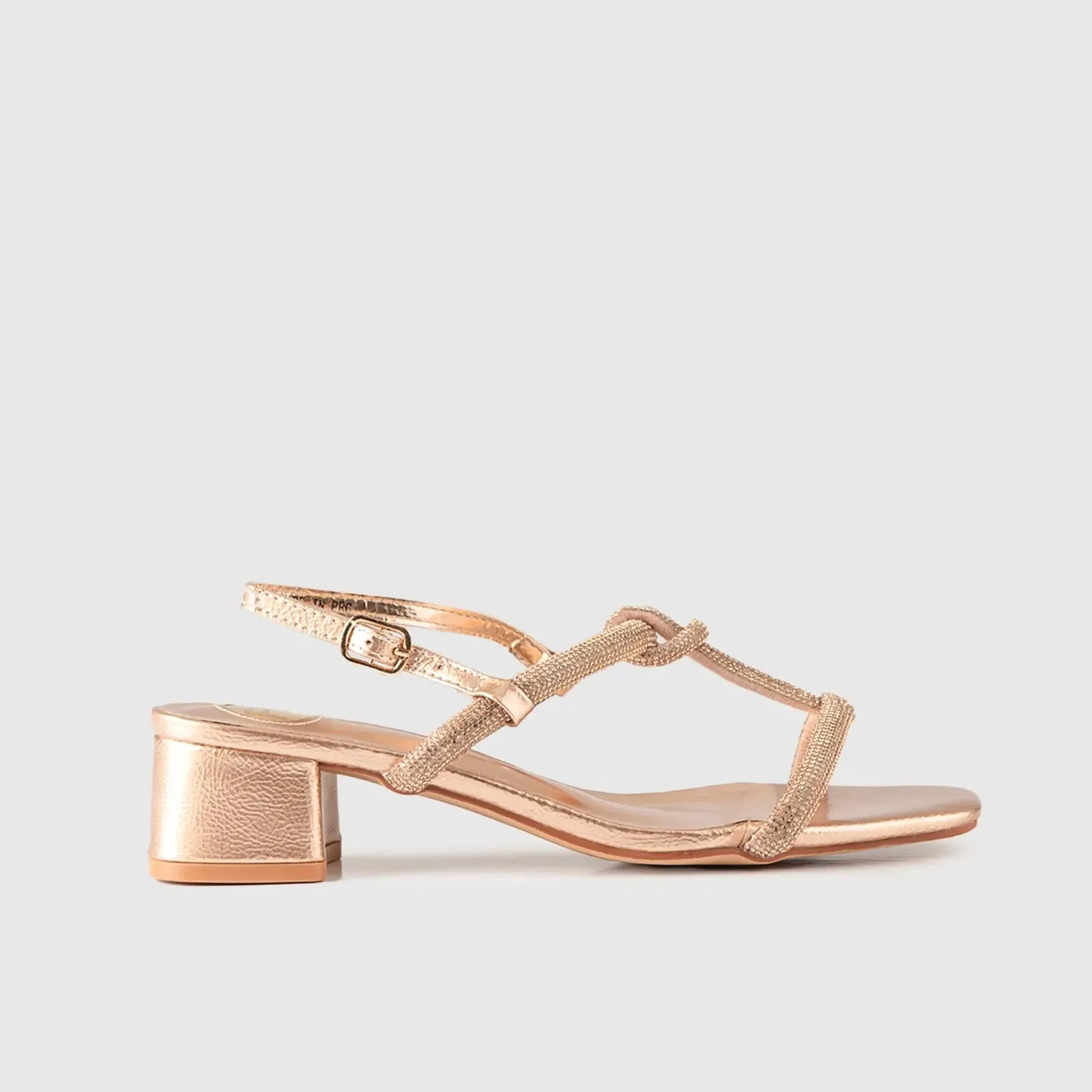 Block Heel Evening Sandal Gold 01613