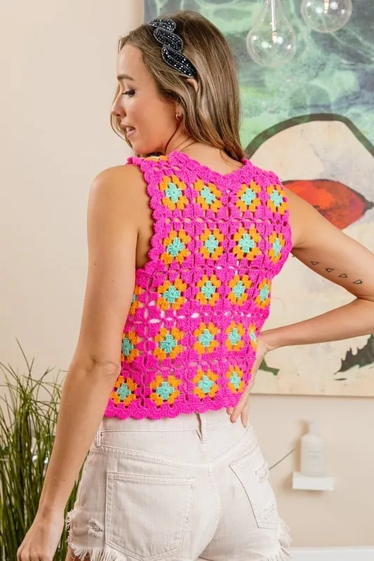 Boho Blossom Crochet Tank