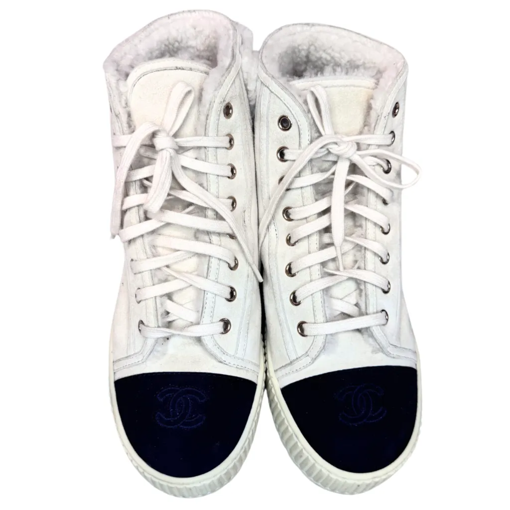Chanel White Platform Sneaker Hightop, 39