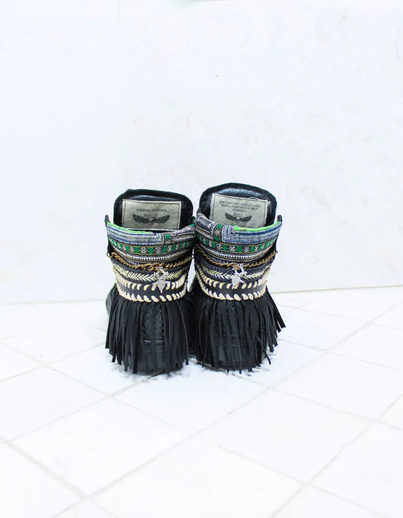 Custom Made Boho Sneakers in Black Snake | SIZE 38