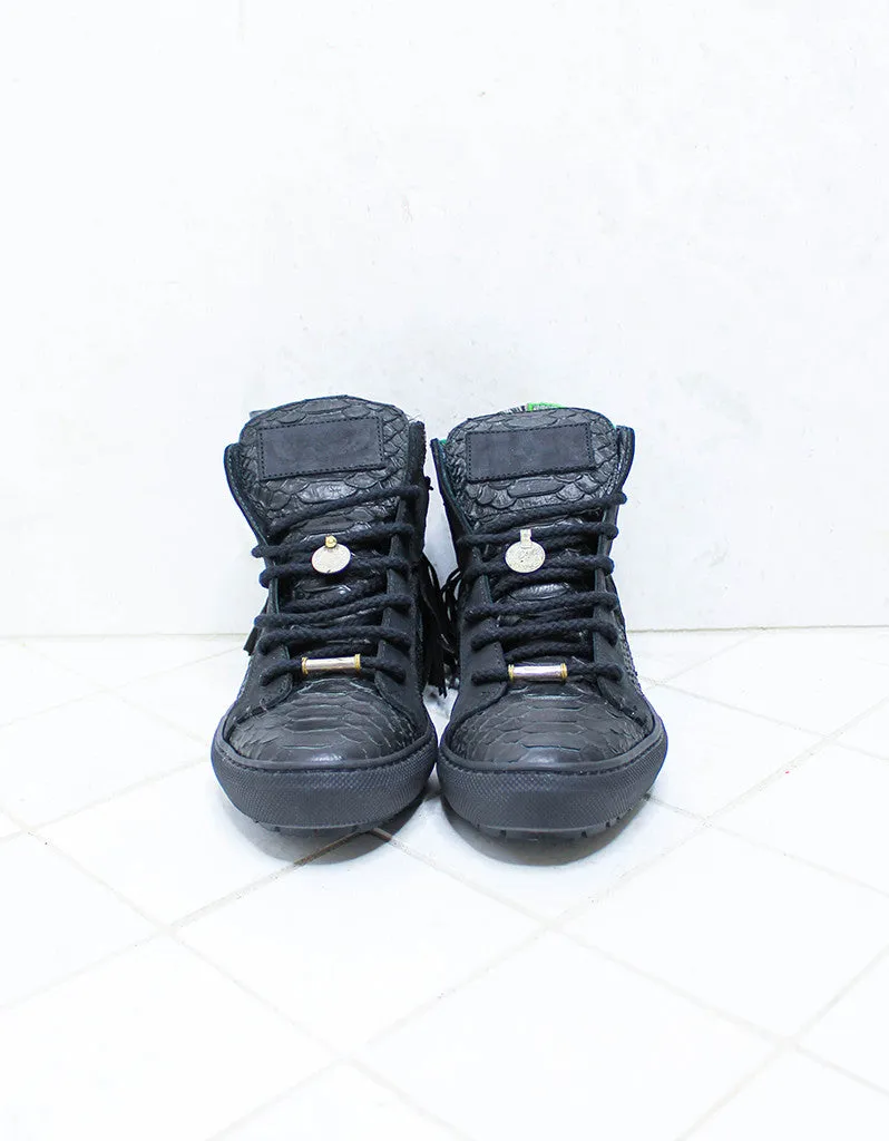Custom Made Boho Sneakers in Black Snake | SIZE 38