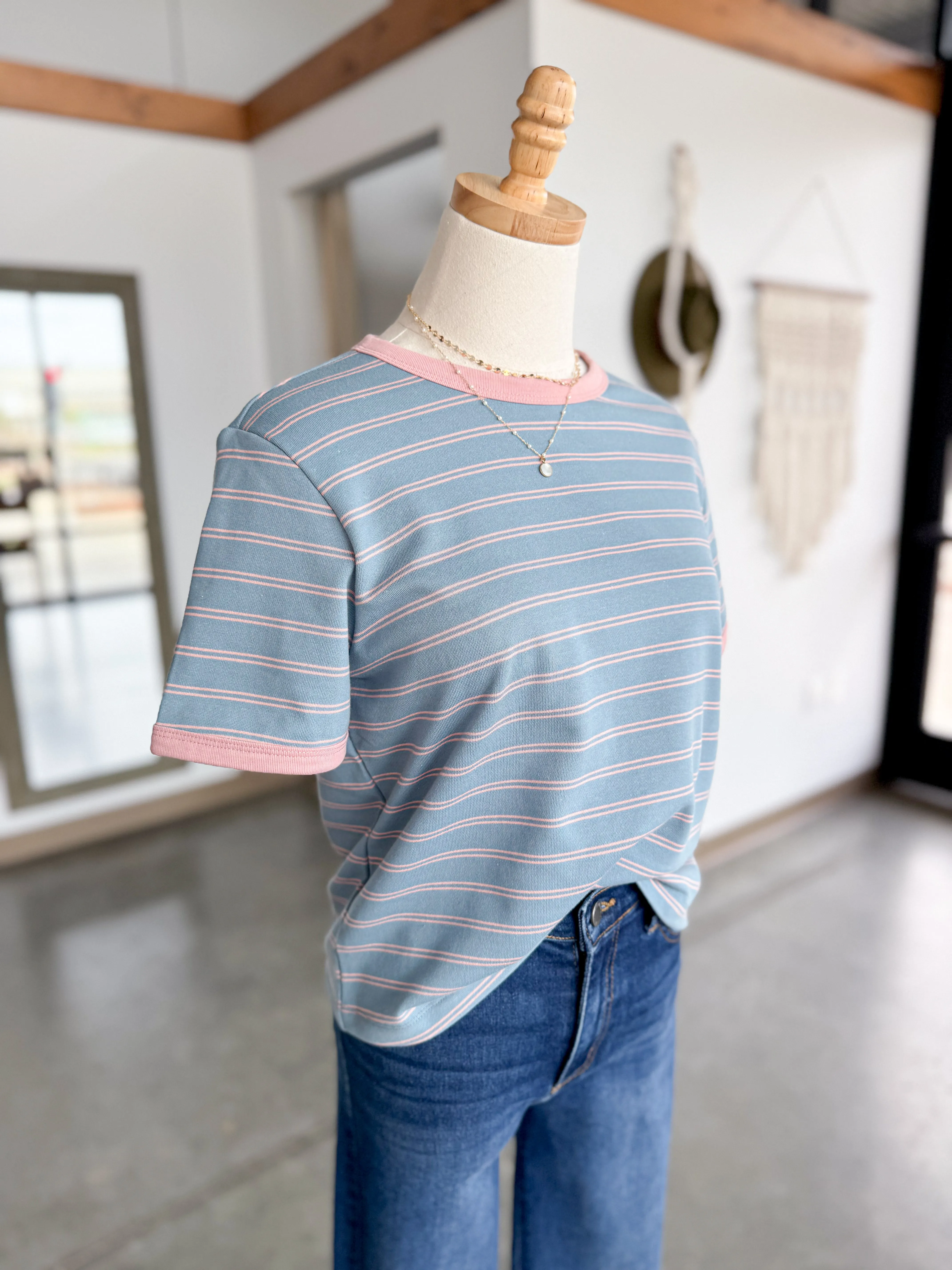 Cyn Stripped Top Blue/Pink