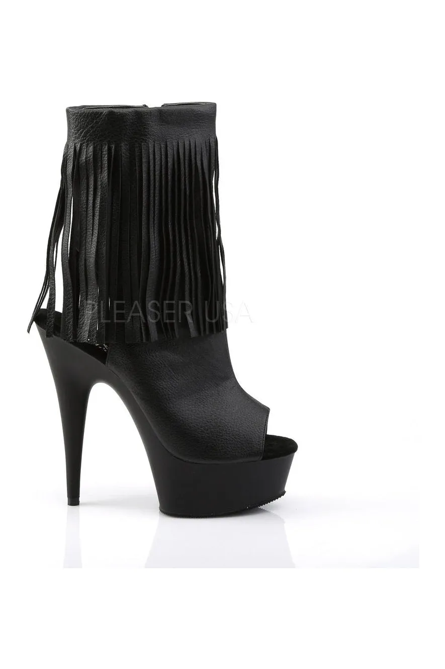 DELIGHT-1019 Platform Boot  | Black Faux Leather