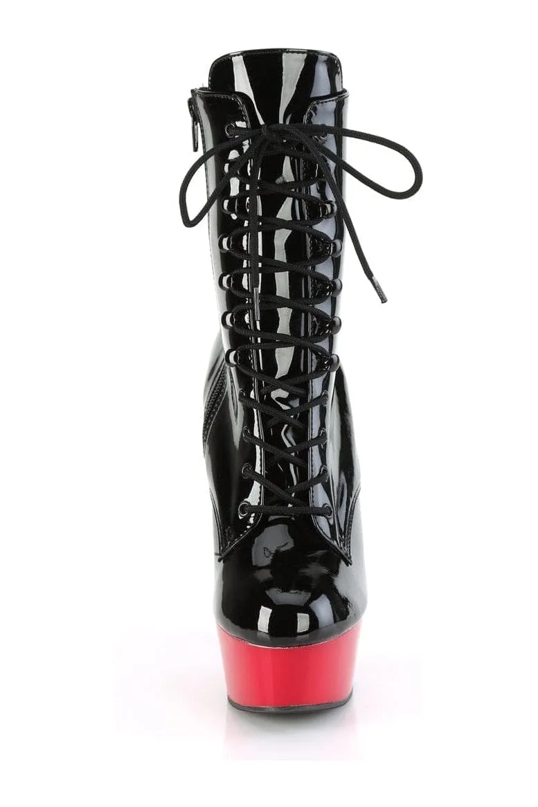 DELIGHT-1020 Black Patent Ankle Boot