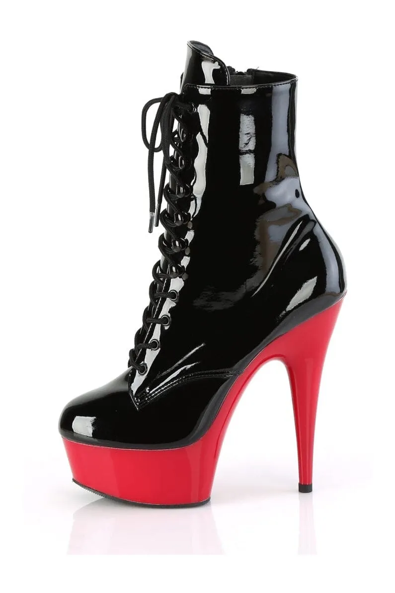 DELIGHT-1020 Black Patent Ankle Boot