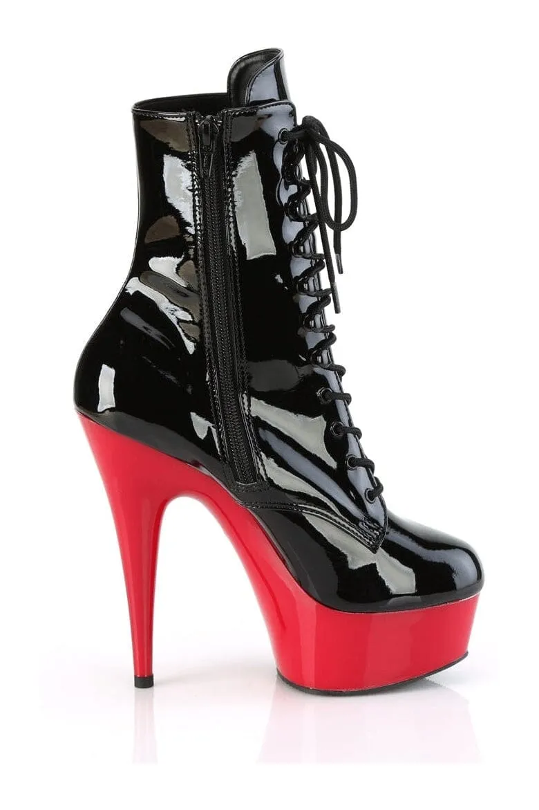 DELIGHT-1020 Black Patent Ankle Boot