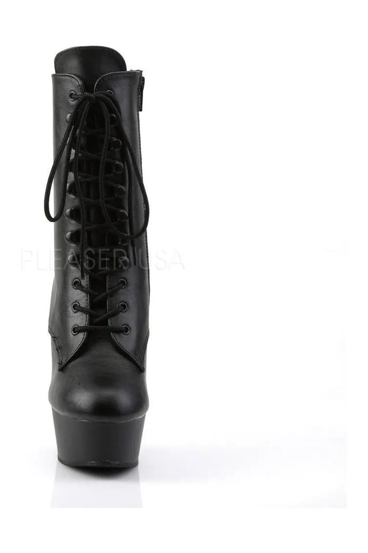 DELIGHT-1020 Platform Boot  | Black Faux Leather