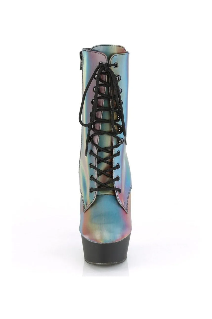DELIGHT-1020REFL Exotic Ankle Boot | Rainbow Reflective