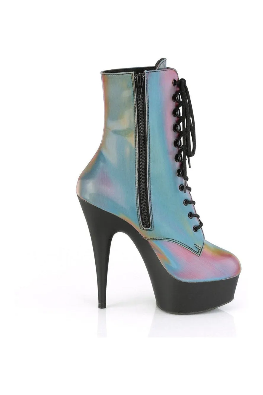 DELIGHT-1020REFL Exotic Ankle Boot | Rainbow Reflective