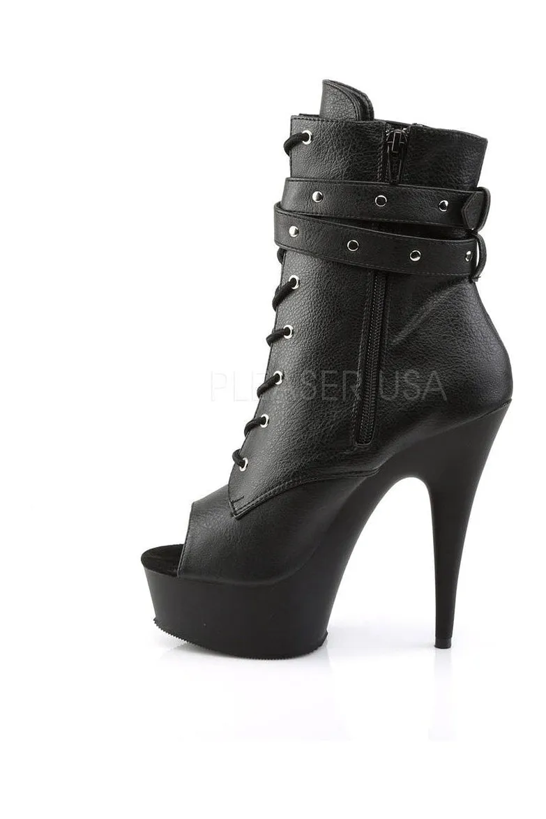 DELIGHT-1033 Platform Boot  | Black Faux Leather