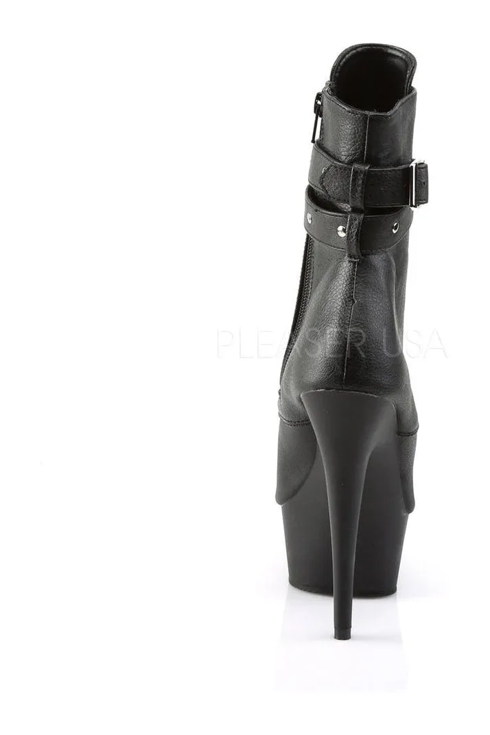 DELIGHT-1033 Platform Boot  | Black Faux Leather