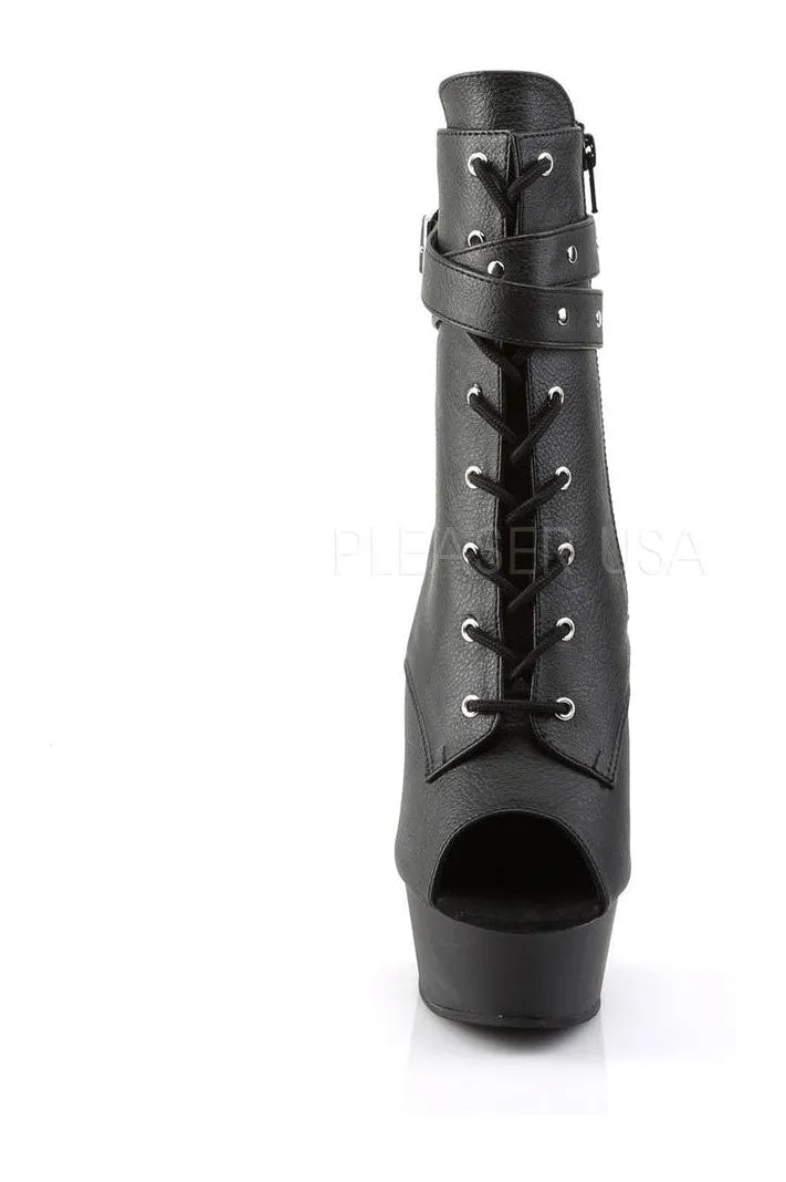 DELIGHT-1033 Platform Boot  | Black Faux Leather