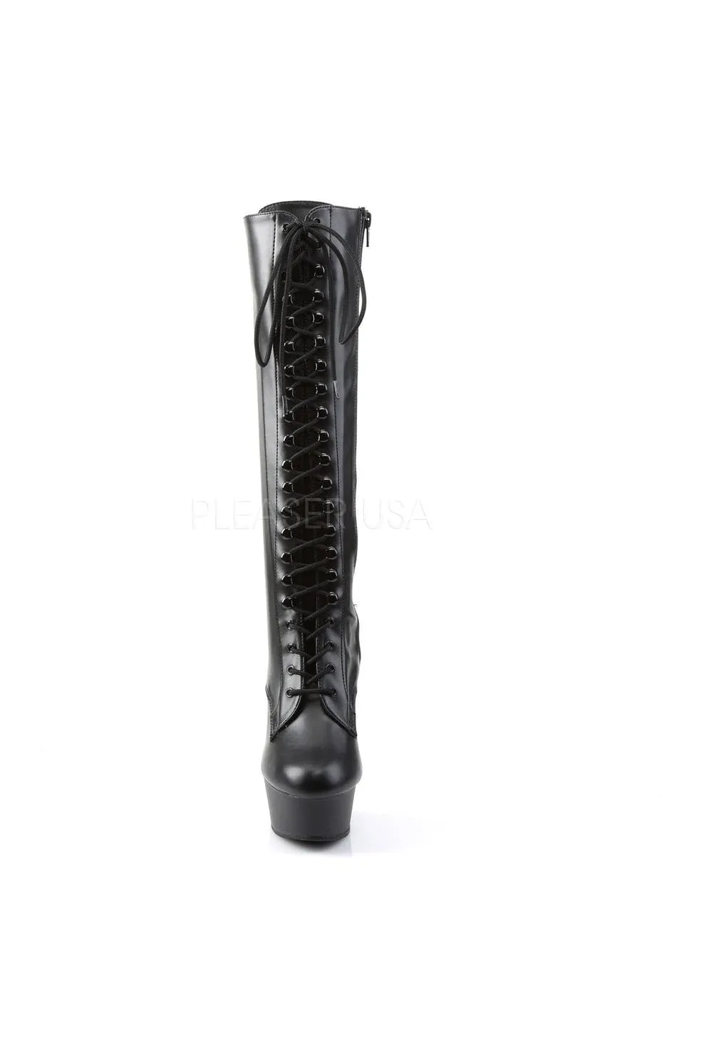 DELIGHT-2023 Platform Boot  | Black Faux Leather