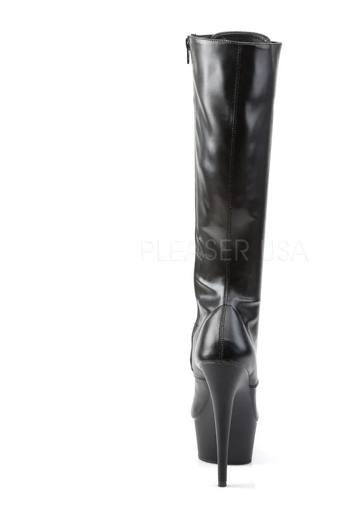DELIGHT-2023 Platform Boot  | Black Faux Leather