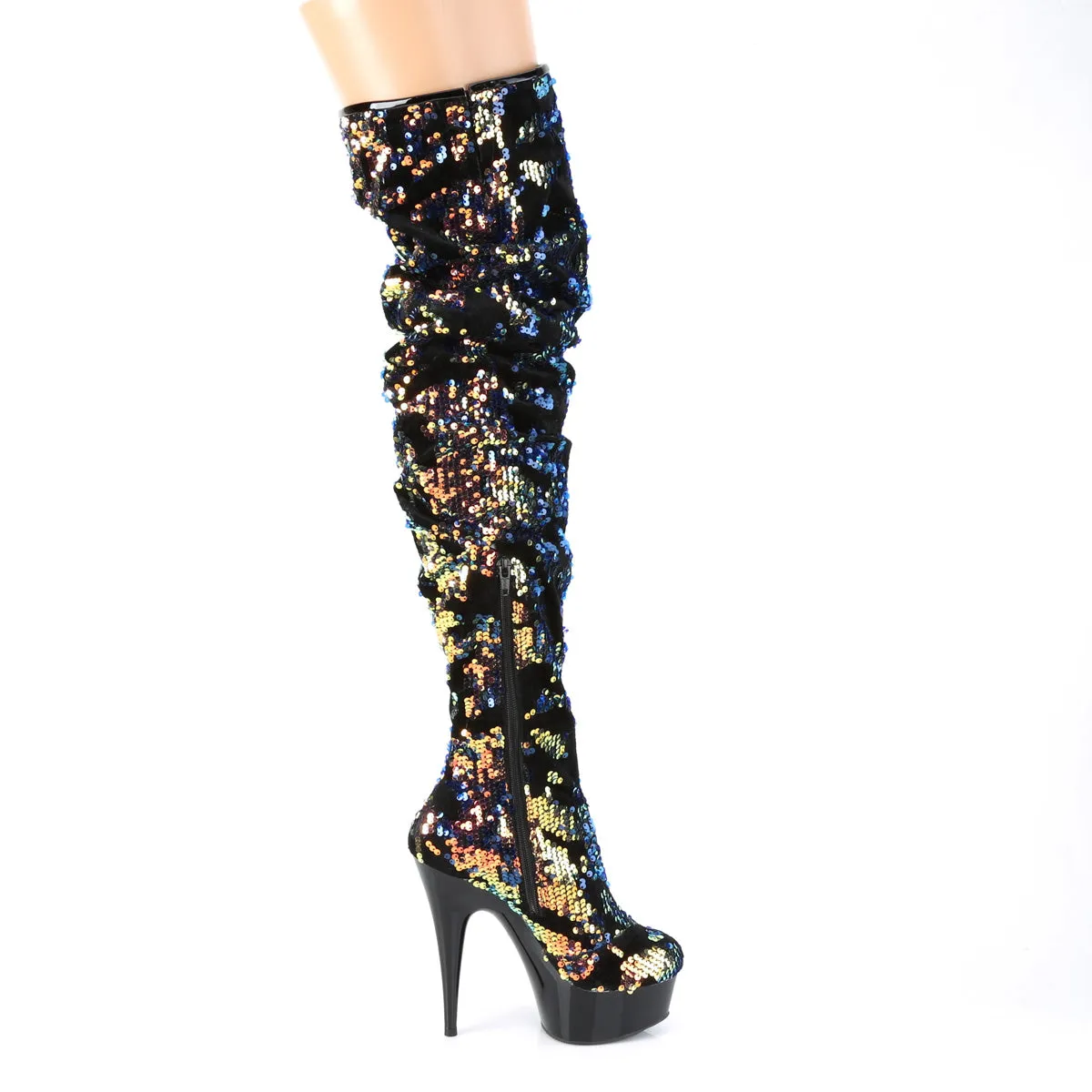 DELIGHT-3004  Blue Iridescent Sequins/Black