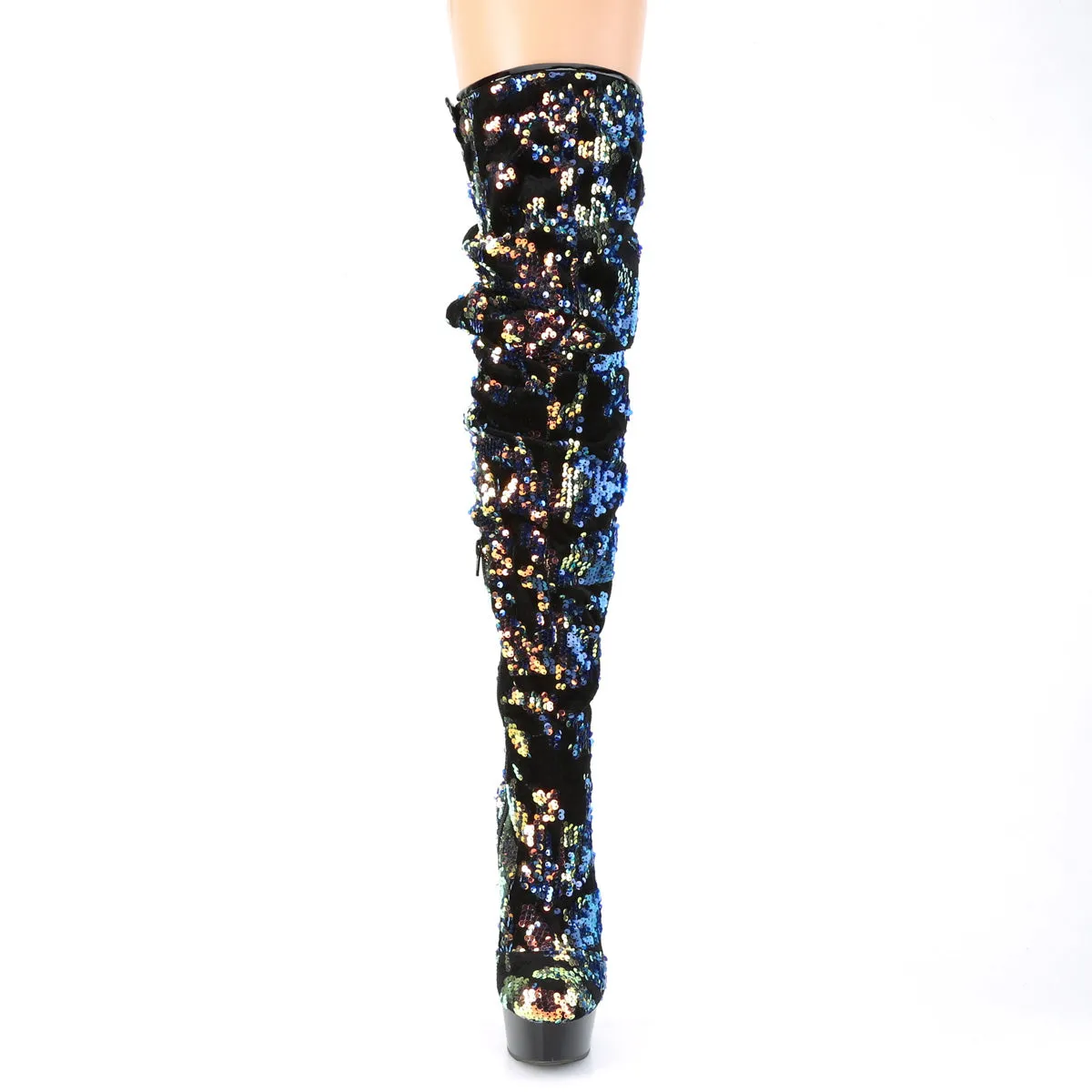 DELIGHT-3004  Blue Iridescent Sequins/Black