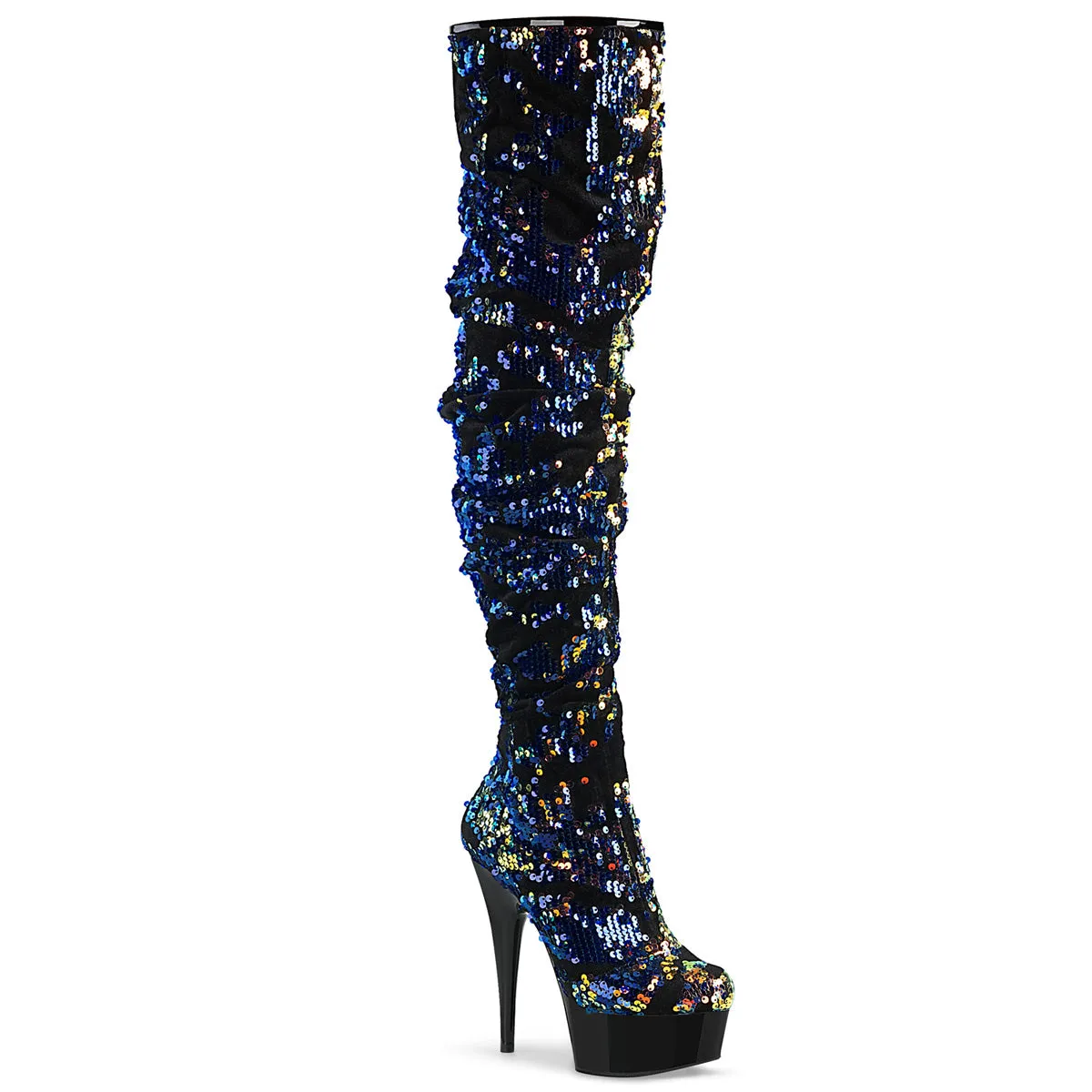 DELIGHT-3004  Blue Iridescent Sequins/Black
