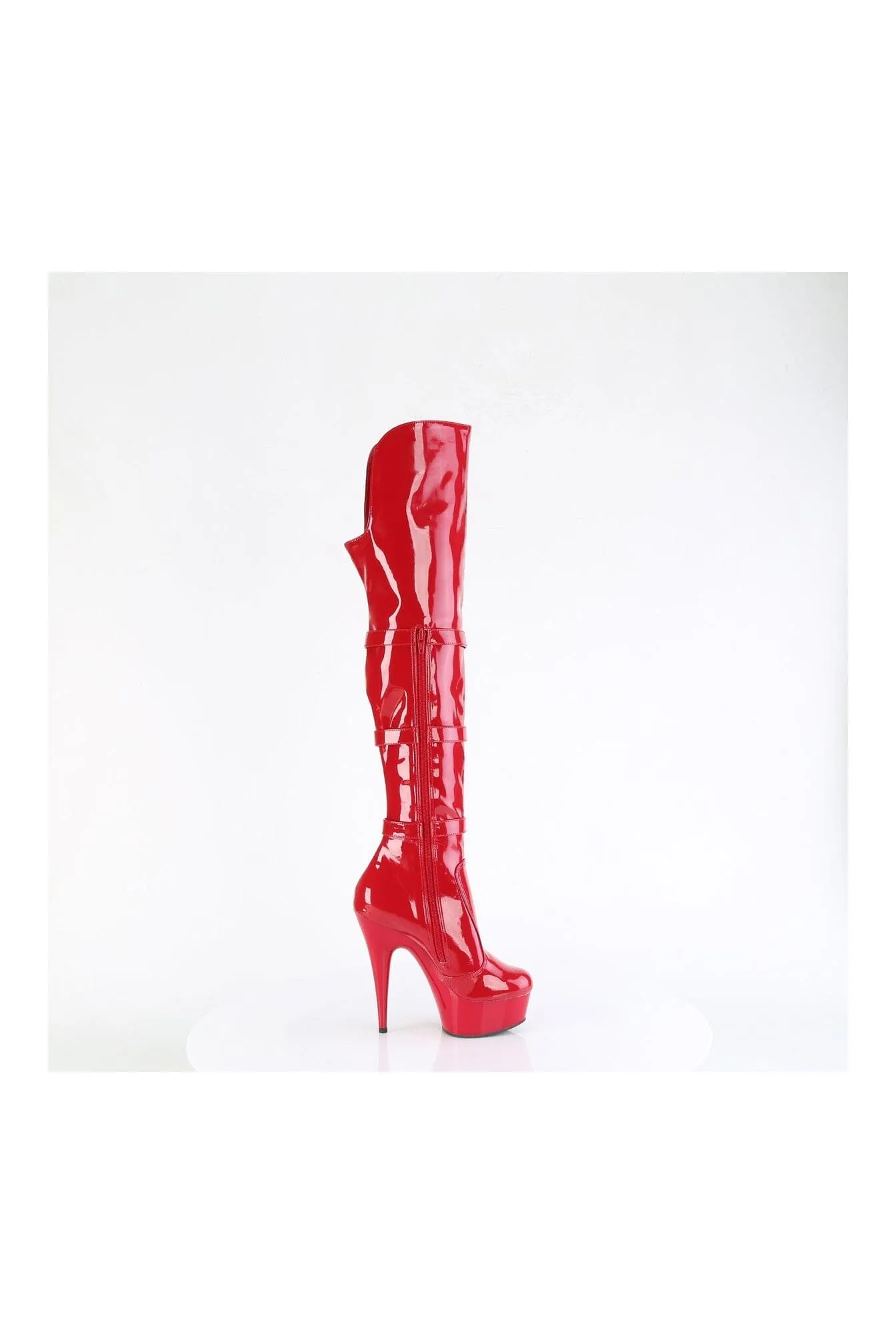 DELIGHT-3018 Red Patent Thigh Boot