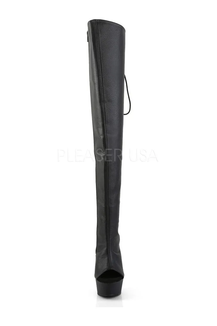 DELIGHT-3019 Platform Boot  | Black Faux Leather