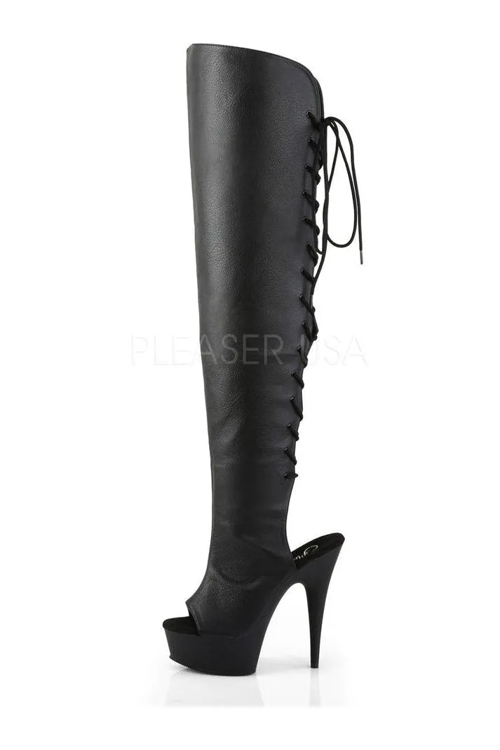 DELIGHT-3019 Platform Boot  | Black Faux Leather