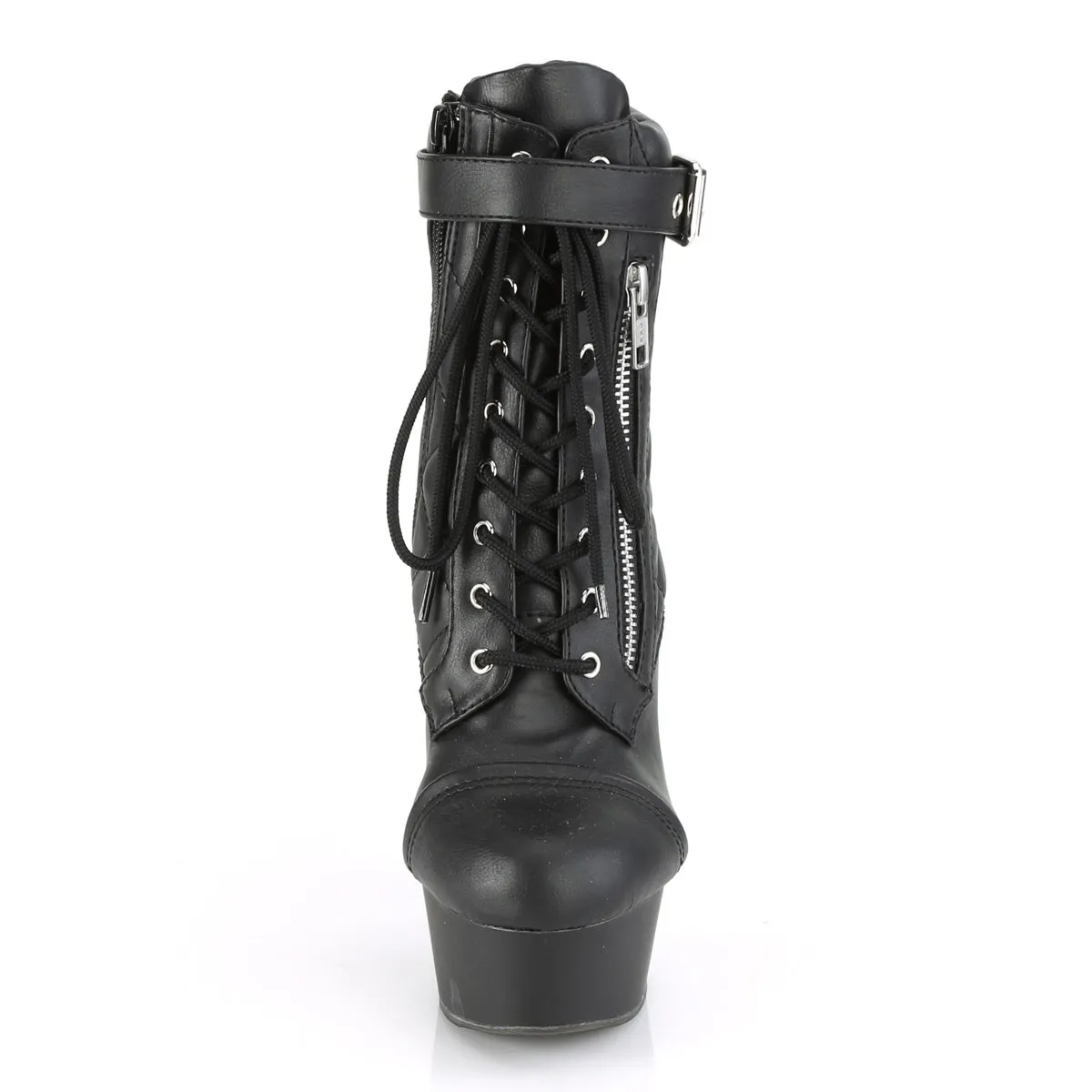 DELIGHT-600-05  Black Faux Leather/Black Matte