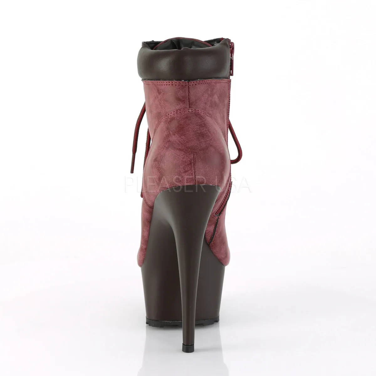 DELIGHT-600TL-02  Burgundy Nubuck Faux Leather/DarkBrown Matte