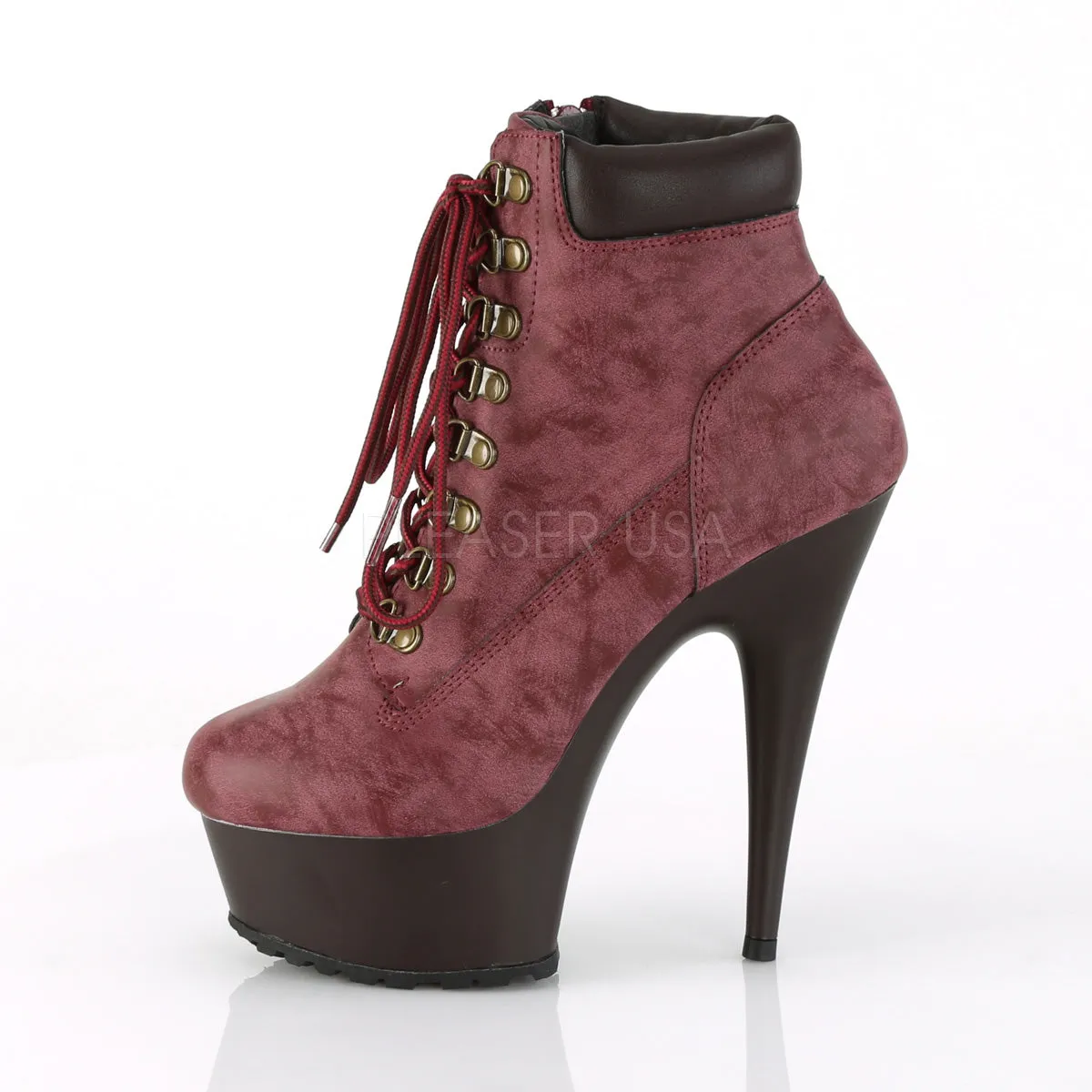 DELIGHT-600TL-02  Burgundy Nubuck Faux Leather/DarkBrown Matte