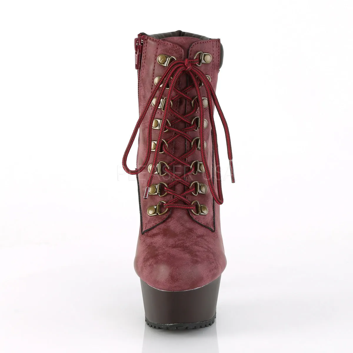 DELIGHT-600TL-02  Burgundy Nubuck Faux Leather/DarkBrown Matte