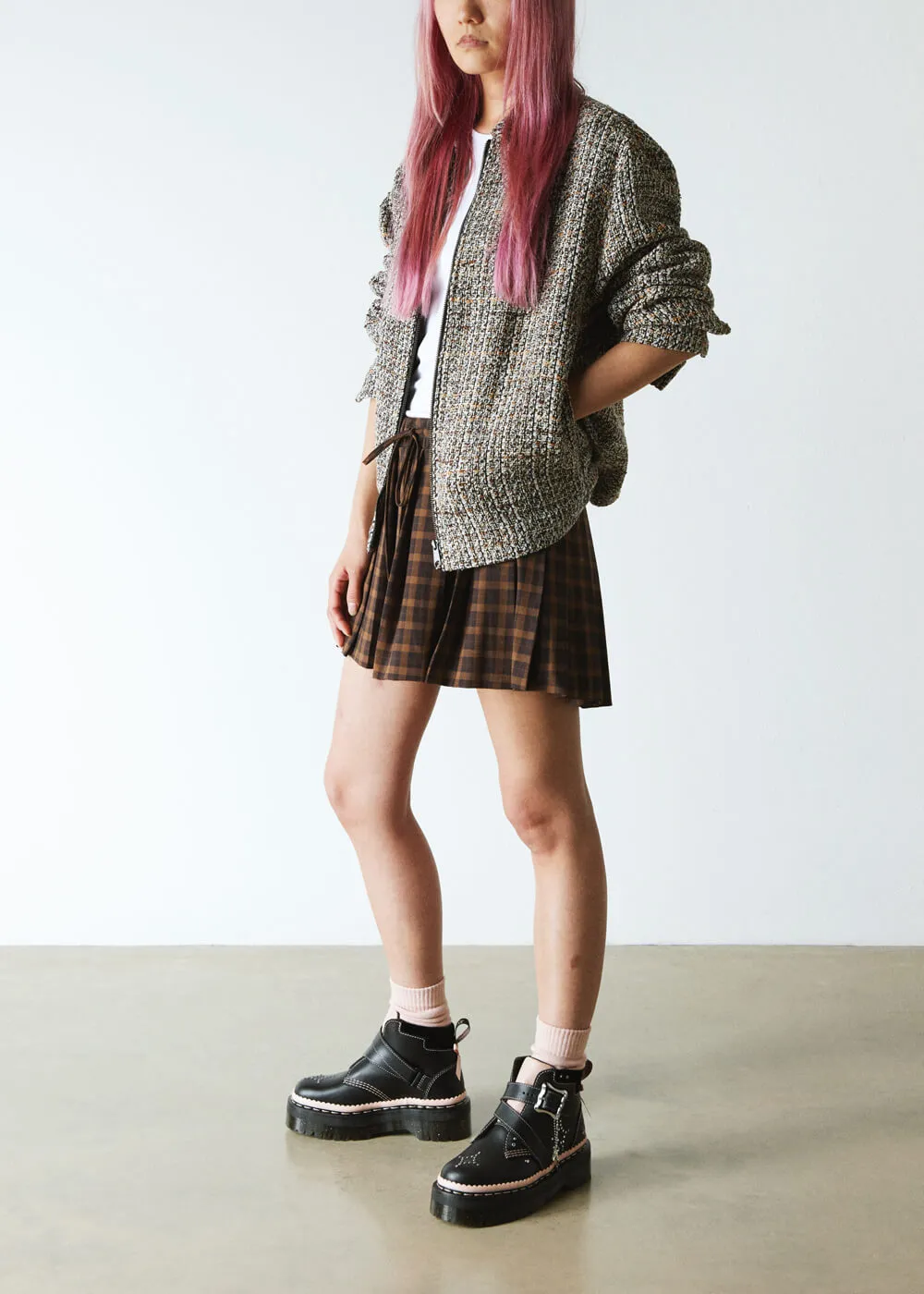 Dr. Martens Caitie Leather Platform Boots Black Pink