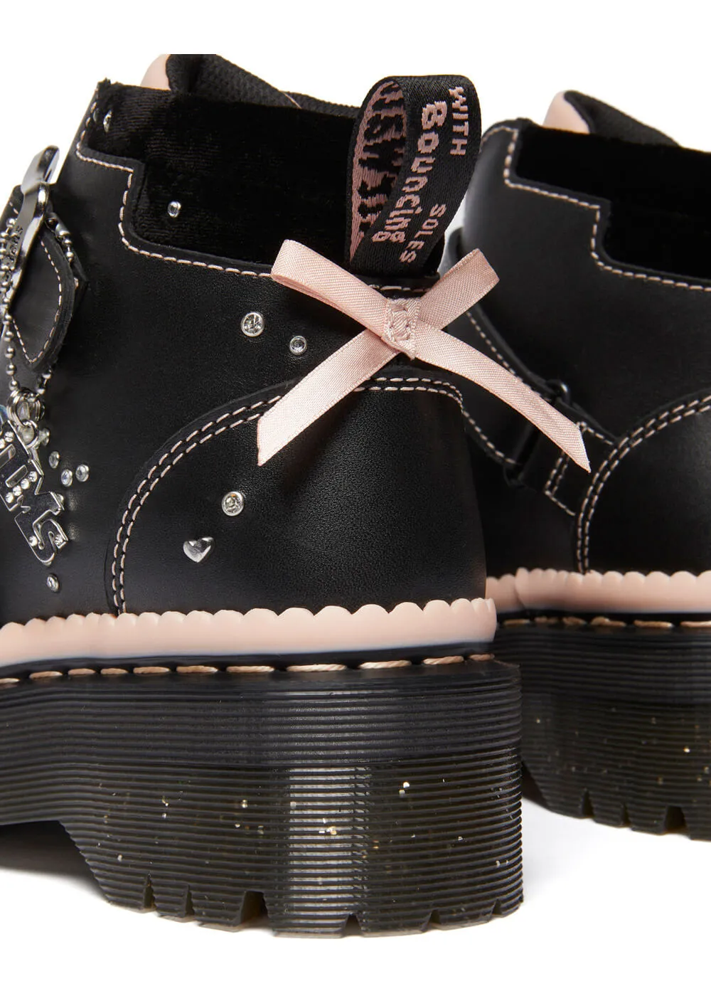 Dr. Martens Caitie Leather Platform Boots Black Pink